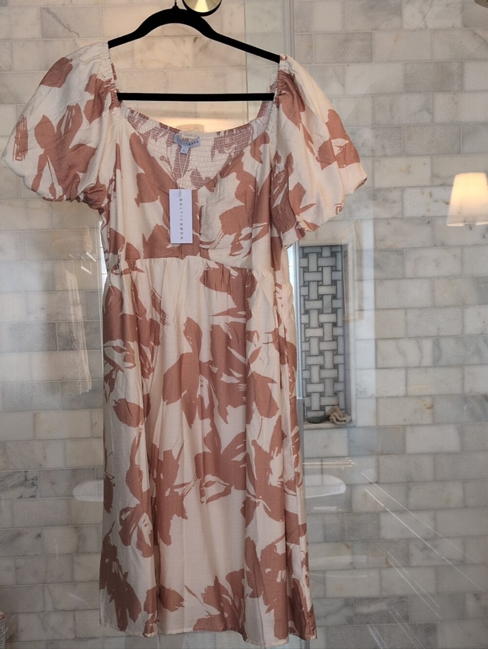 NWT Baltic Born Cream Dress with Tan Floral Print